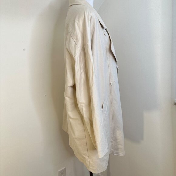 Prologue Open Front Drape Lapel Coat in Cream XL - Picture 3 of 6
